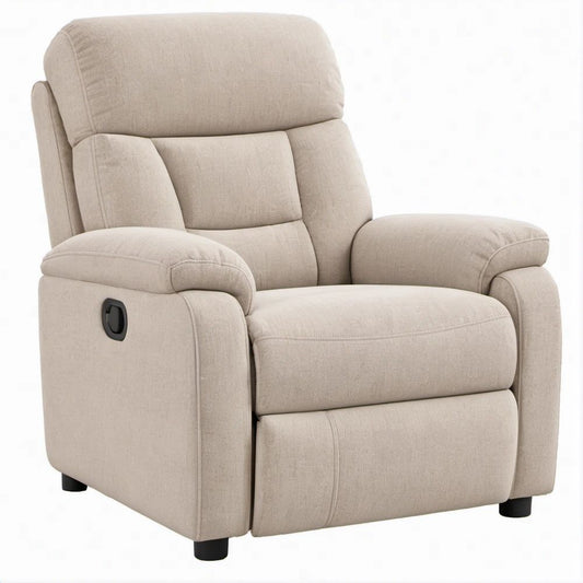 Poltrona Reclinável Manual em Poliéster Bege, 90 x 95 x 102 cm