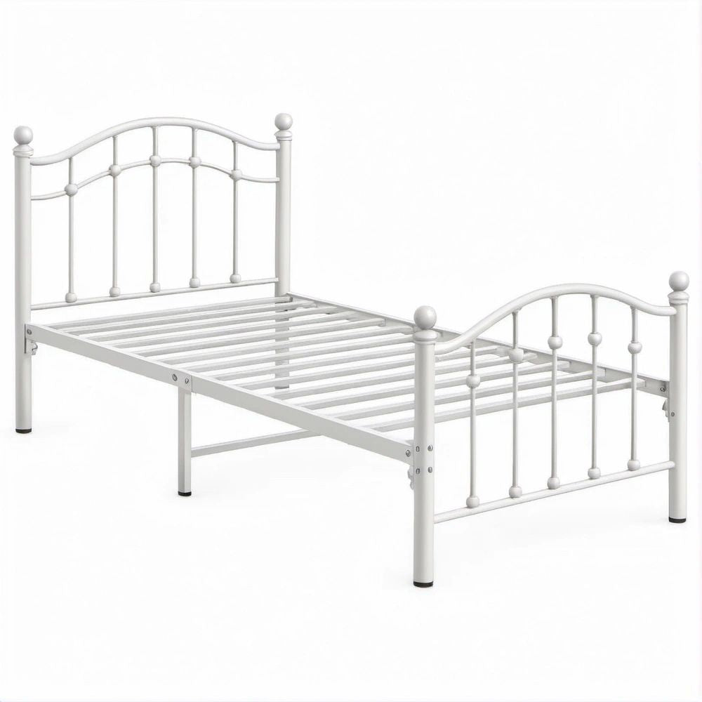 Cama de Solteiro em Aço Branco 90 x 190 cm