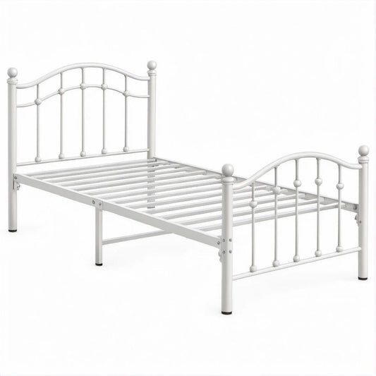 Cama de Solteiro em Aço Branco 90 x 190 cm