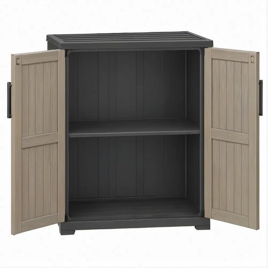 Armário em Polipropileno Cinzento Antracite e Bege Acinzentado 68 x 39 x 90 cm com 2 Portas
