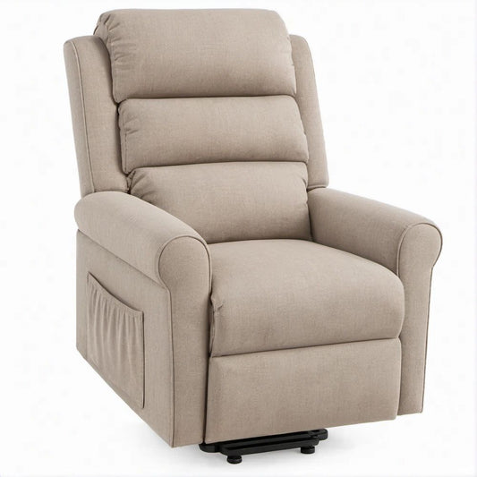 Poltrona Reclinável Manual Bege com Apoio para os Pés 85 x 95 x 105 cm