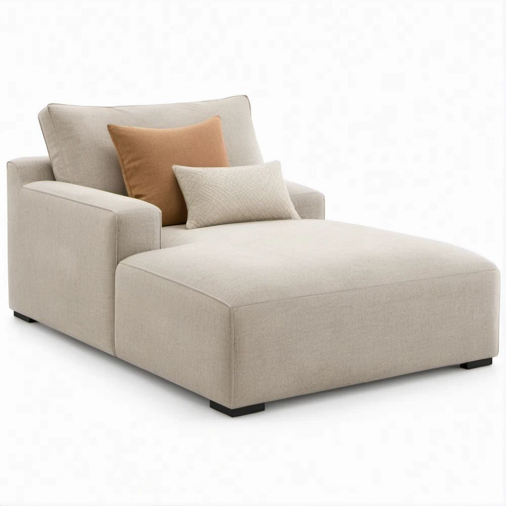 Poltrona Chaise Longue Bege com Pés Pretos 120 x 160 x 82 cm