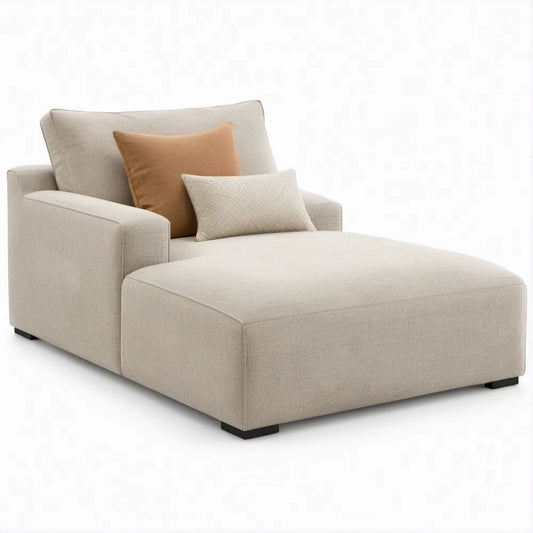 Poltrona Chaise Longue Bege com Pés Pretos 120 x 160 x 82 cm