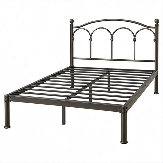 Cama de Casal em Aço Castanho Escuro 140 x 190 cm