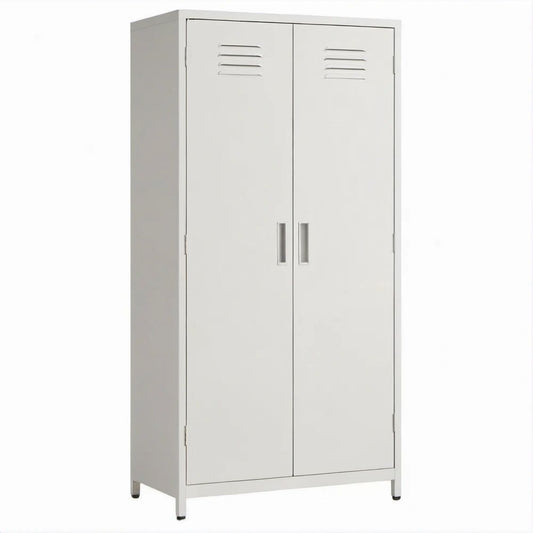 Armário metálico branco com 2 portas ventiladas, 80 x 40 x 180 cm