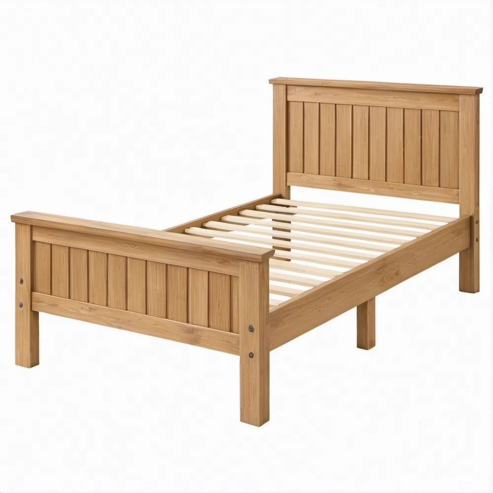 Cama Individual em Carvalho Natural 90 x 190 cm
