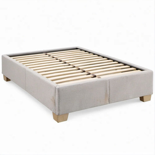 Estrutura de Cama Estofada Bege Claro 160 x 200 cm